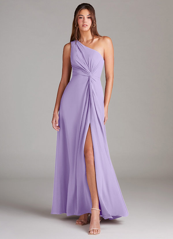 Azazie Brooke Abiti da Damigella Abito A-Line in Chiffon Monospalla Lilla image1