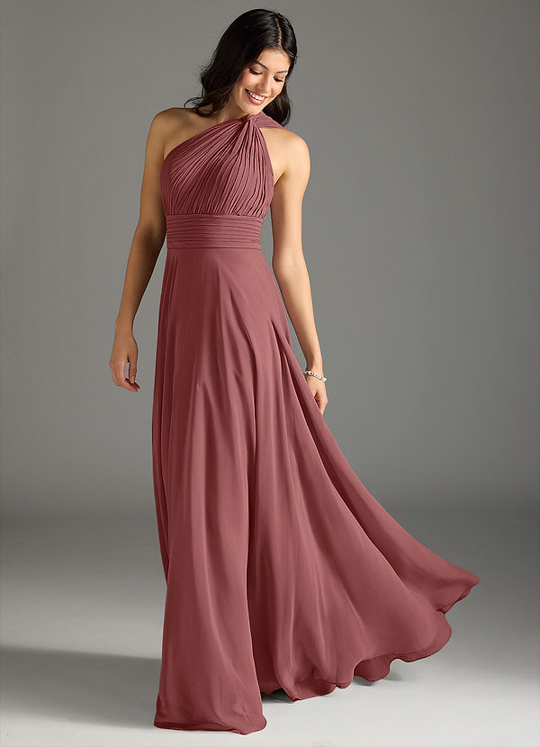 Azazie Charlize Bridesmaid Dresses Amethyst A-Line One Shoulder Chiffon Dress image1