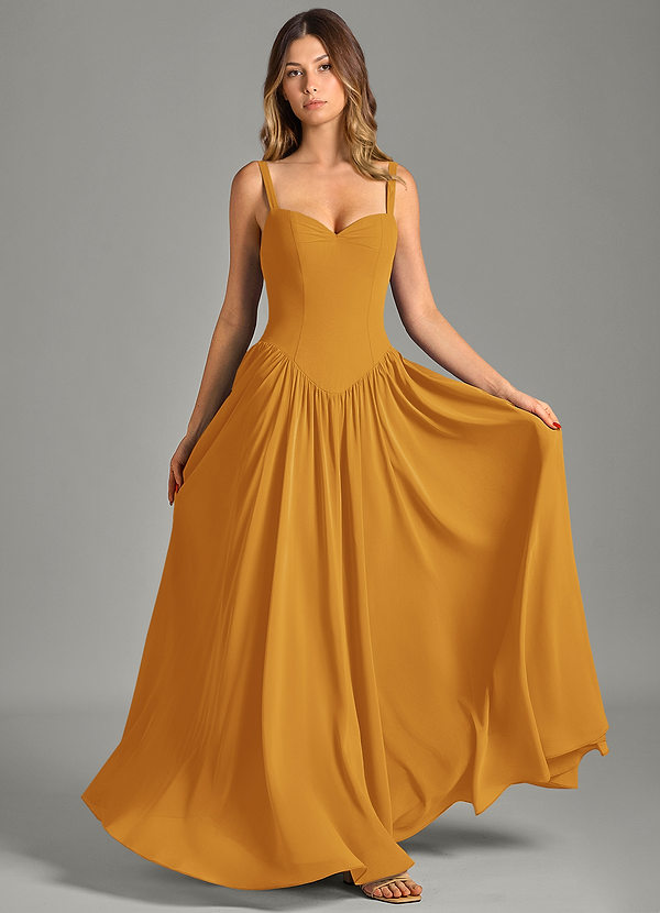 Azazie Evadina Suknie dla druhen Linia A Gorset Szyfon Do ziemi Sukienka image1