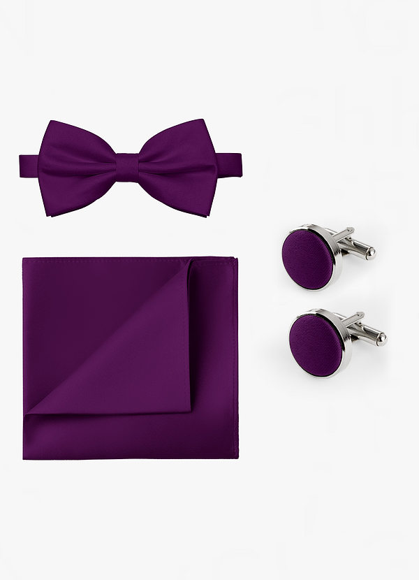 front Matching Bow Tie & Pocket Square & Cuff Links Set