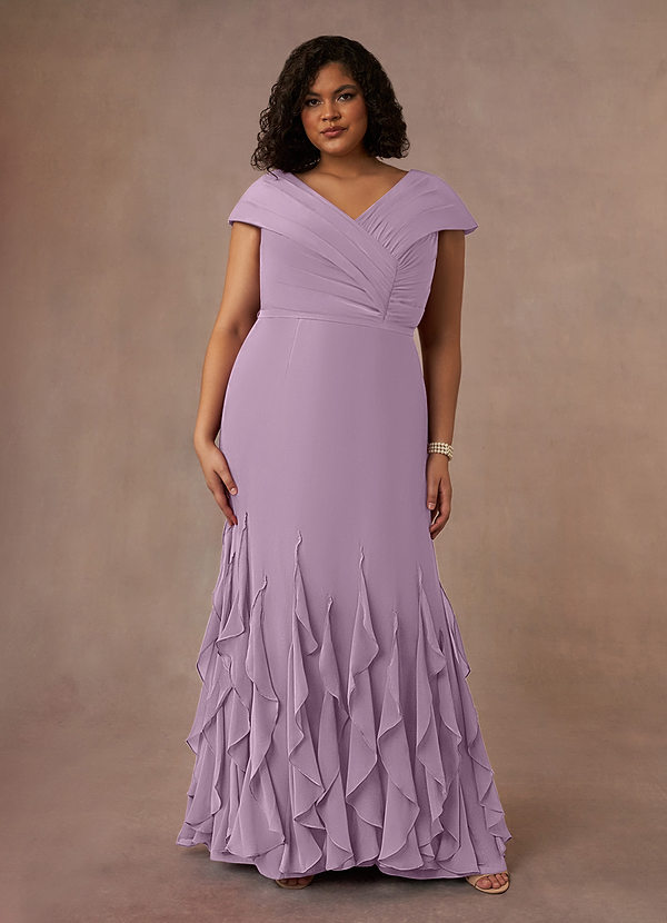 Azazie Bailora Suknie dla Matki Panny Młodej Syrena Marszczony Szyfon Długość podłogi Sukienka image1