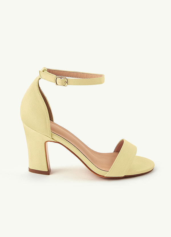 front Matching Color Stretch Satin One Strap Buckle Chunky Heel Sandals