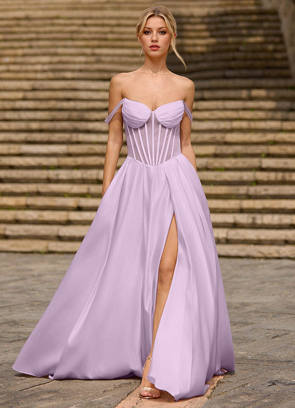 Heartshape Purple Corset Satin Prom Dress image1