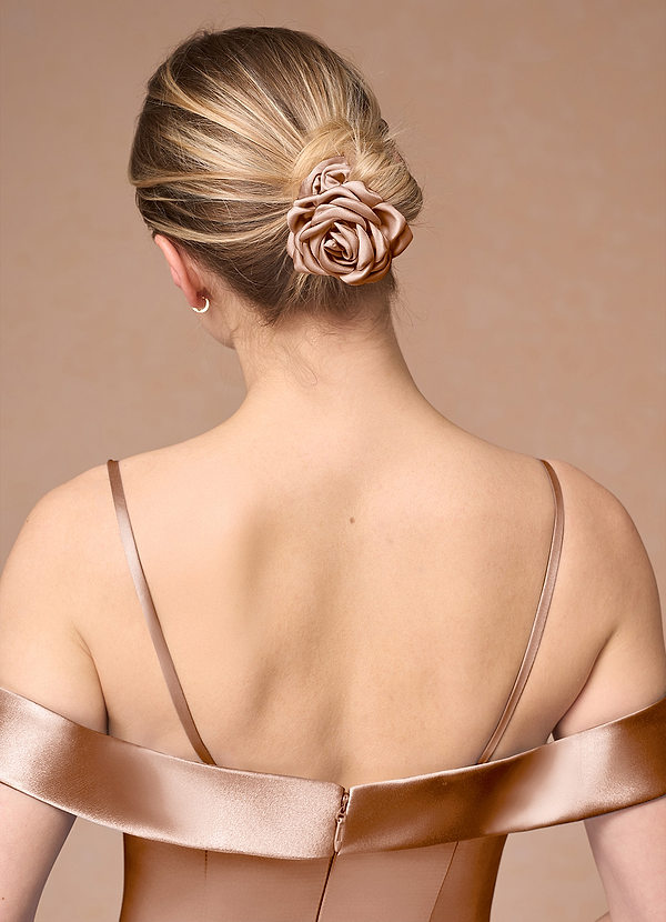front Scrunchie in raso opaco rosa abbinato