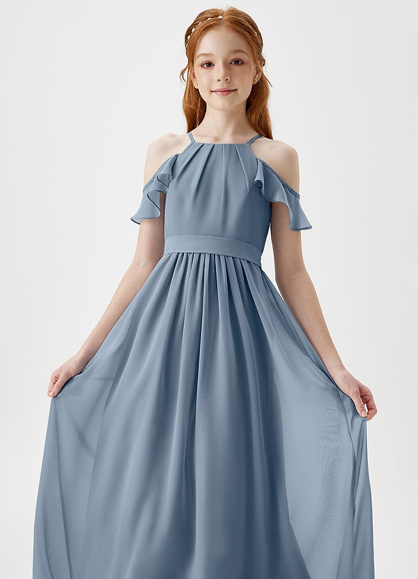 Azazie Chaya Junior Twilight A-Line Off the Shoulder Chiffon Dress image1