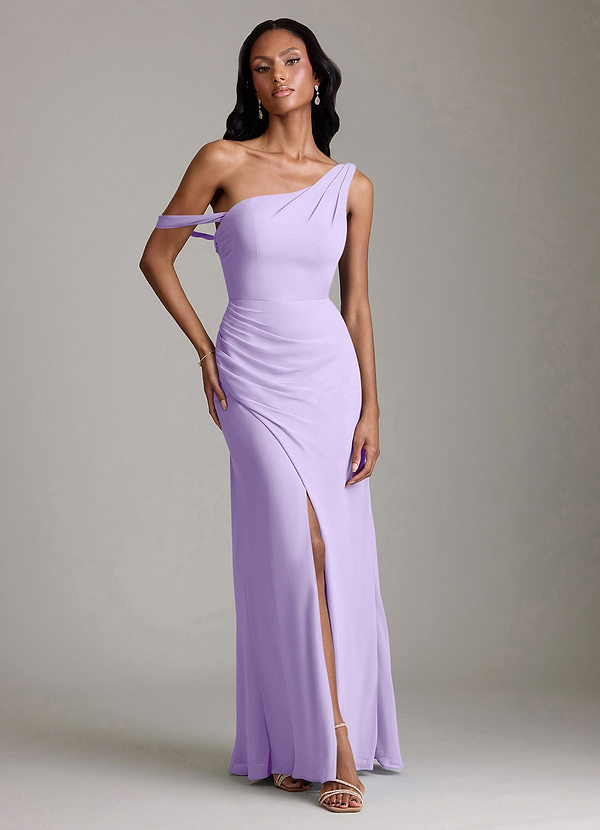 Azazie Madelyn Bridesmaid Dresses Lilac Mermaid One Shoulder Chiffon Convertible Dress image1
