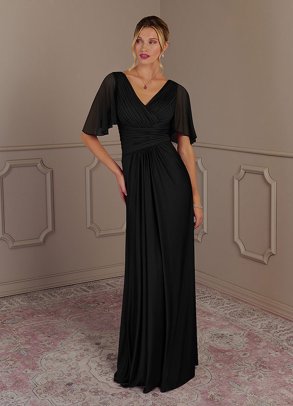 Azazie Sicily Mother of the Bride Dresses A-Line Pleated Jersey Floor-Length Dress image1