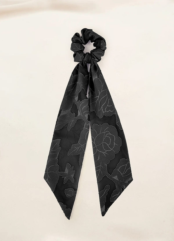 front Matching Color Floral Burnout Hair Scarf Scrunchie