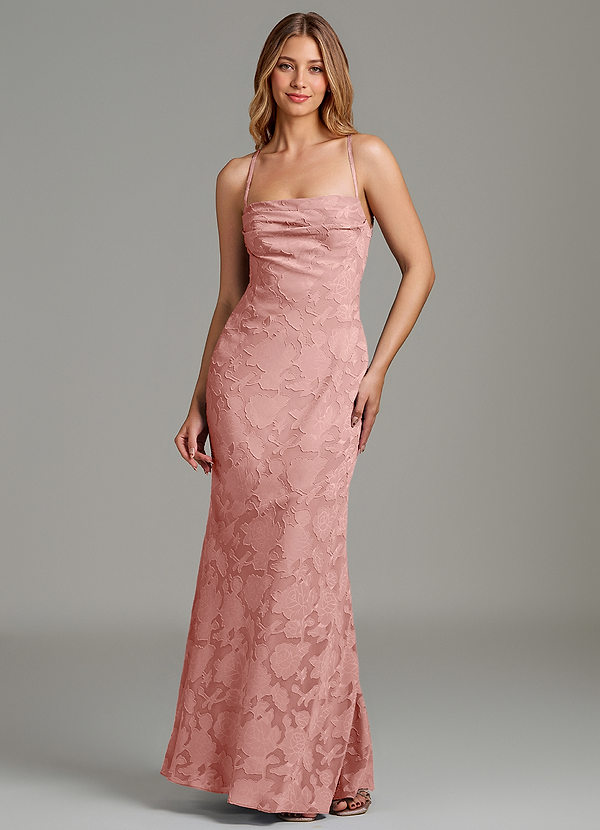 Azazie Ola Bridesmaid Dresses Rosette Mermaid Corset Floral Burnout Dress image1