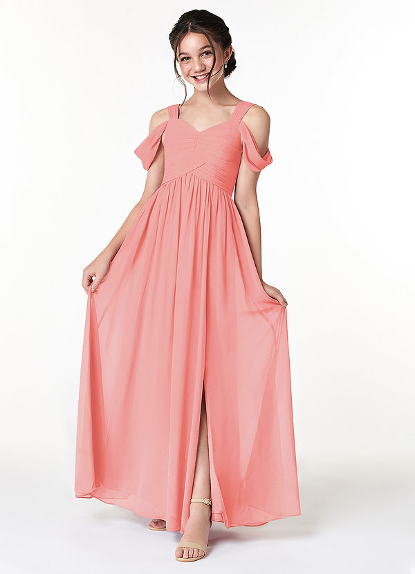 Lianne Junior A-Line Off the Shoulder Chiffon Dress