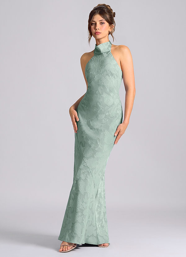 Velli Bridesmaid Dresses Agave Mermaid High Neck Floral Burnout Dress image1