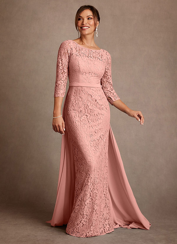 Azazie Van Buren 신부의 어머니 드레스 쉬스 레이스 플로어 길이 드레스 image1