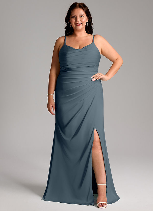 Azazie Deandra Bridesmaid Dresses Twilight Mermaid Pleated Stretch Satin Dress image1