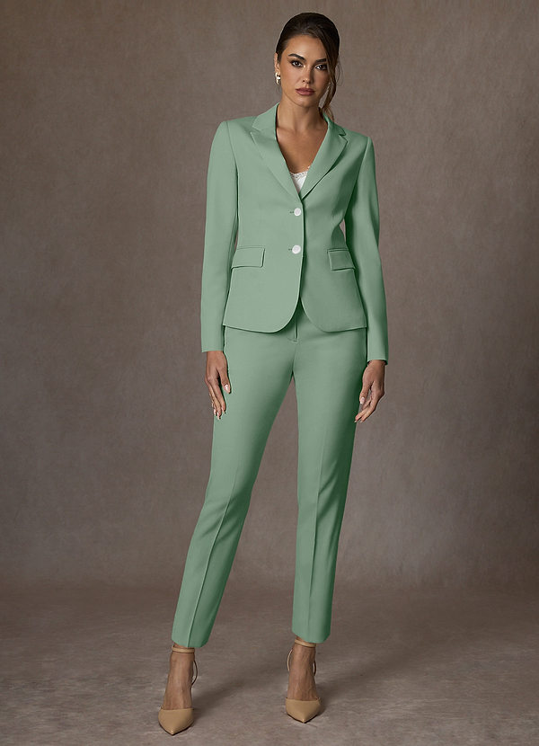 front Whitney Matcha Structured Stretch Full Length Pants Suit