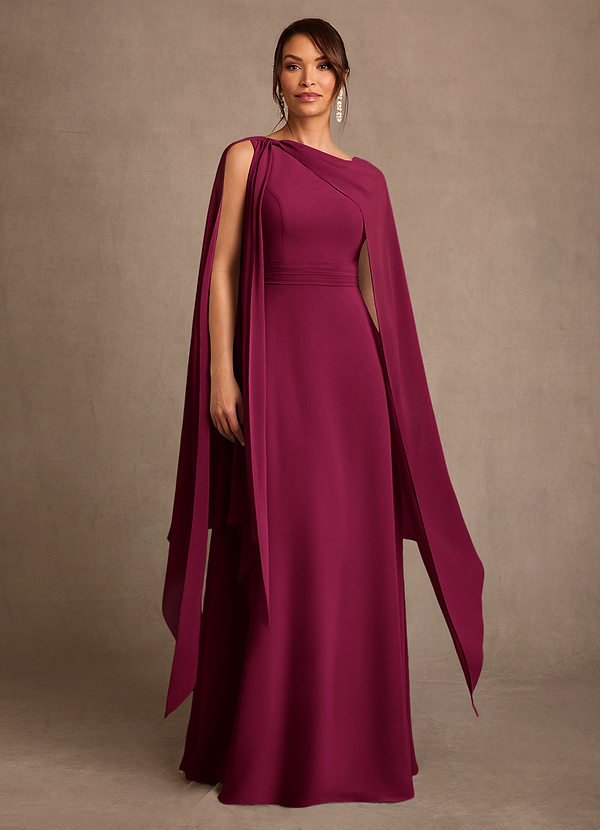 Azazie Liddie Abiti Mamma della Sposa Abito A-Line in Chiffon Plissettato Borgogna image1