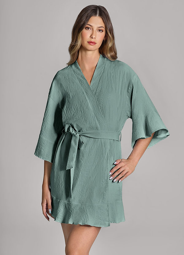 front Matching Color Ruffled Cloud-Soft Robe
