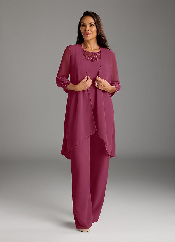 Azazie Maura Mother of the Brides Dresses Mulberry Jumpsuit/Pantsuit Sequins Chiffon Dress image1
