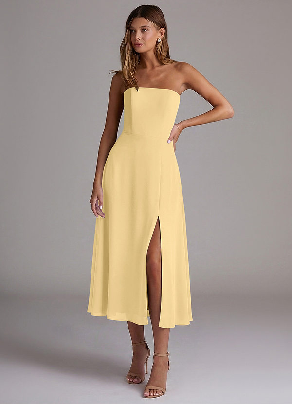 Azazie Wren Bridesmaid Dresses Butter A-Line Strapless Chiffon Dress image1