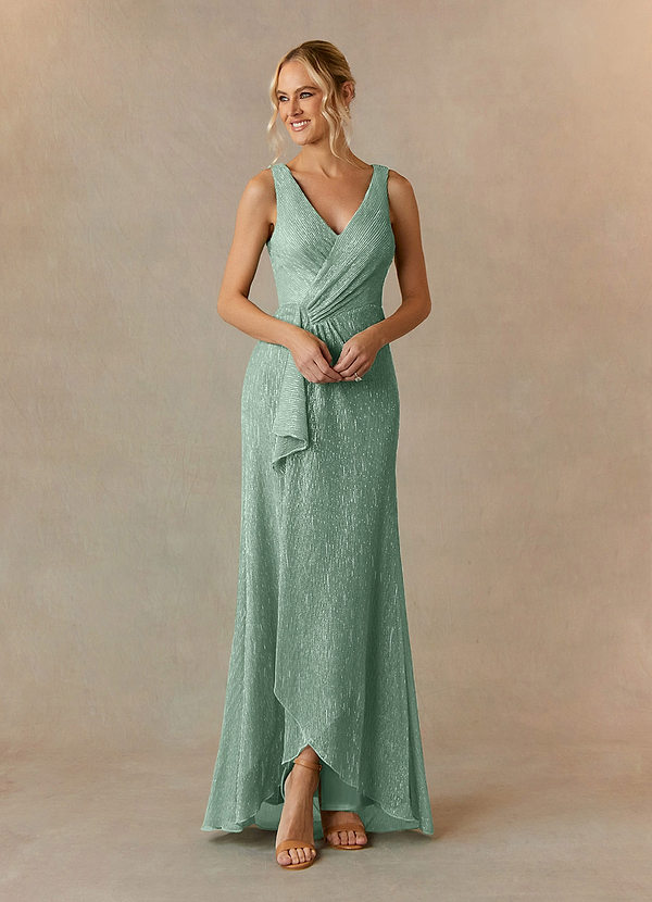 Upstudio Tuscon Mother of the Bride Dresses Agave A-Line V-Neck Ruched Metallic Mesh Dress image1