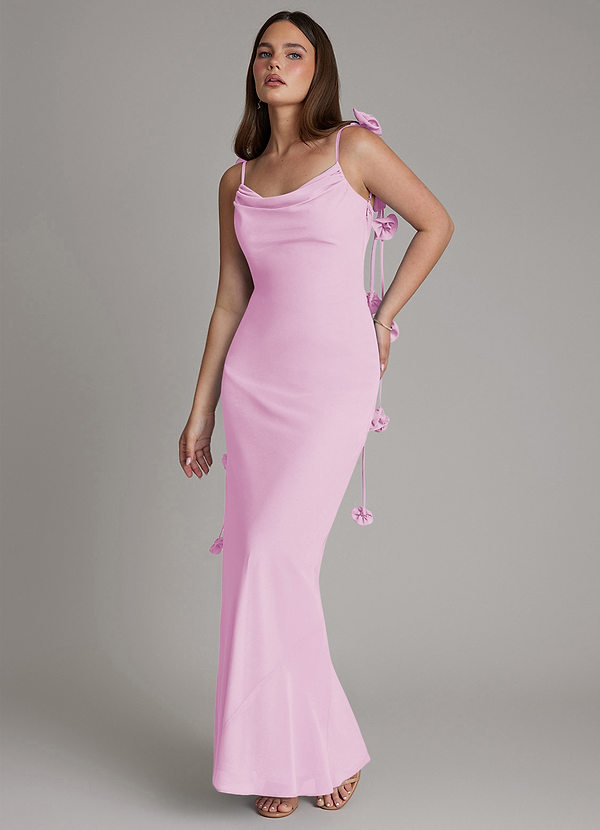 Azazie Kalico Brudtärneklänningar Klä av Sjöjungfru i Chiffong Plisserad Godisrosa image1