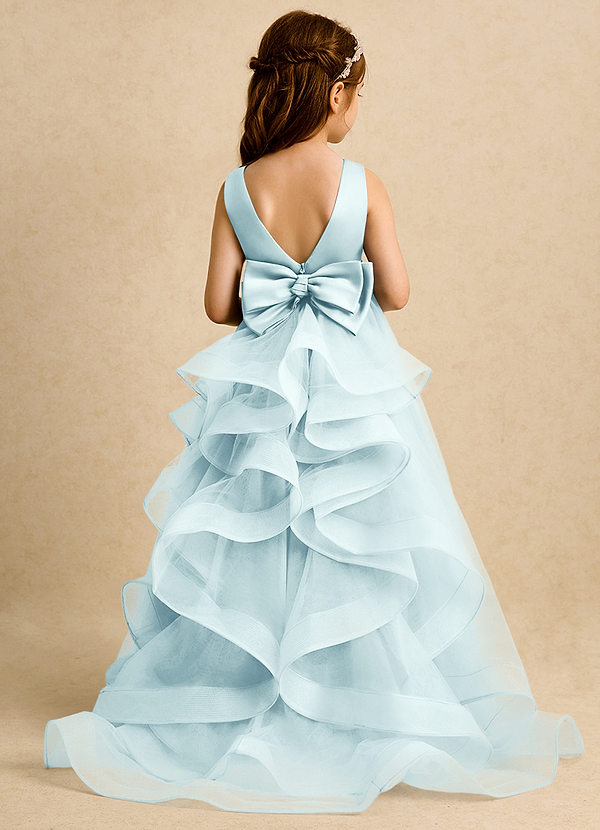 Azazie Lior Robes de Fillette d'Honneur Robe Princesse en Tulle Plissée Verre De Mer image1