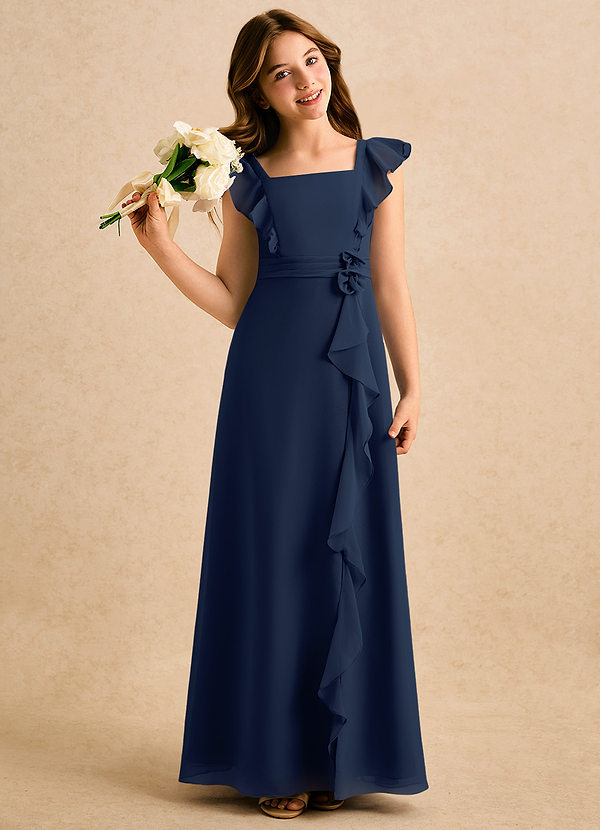 Azazie Soso Girls Formal Sukienki dla dziewczynek sypiących kwiaty Linia A Pofałdowany Szyfon Długość podłogi Sukienka image1