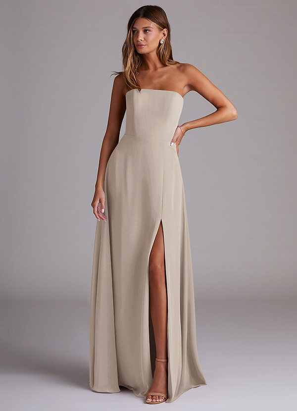 Azazie Wren Bridesmaid Dresses Frost A-Line Side Slit Chiffon Convertible Dress image1