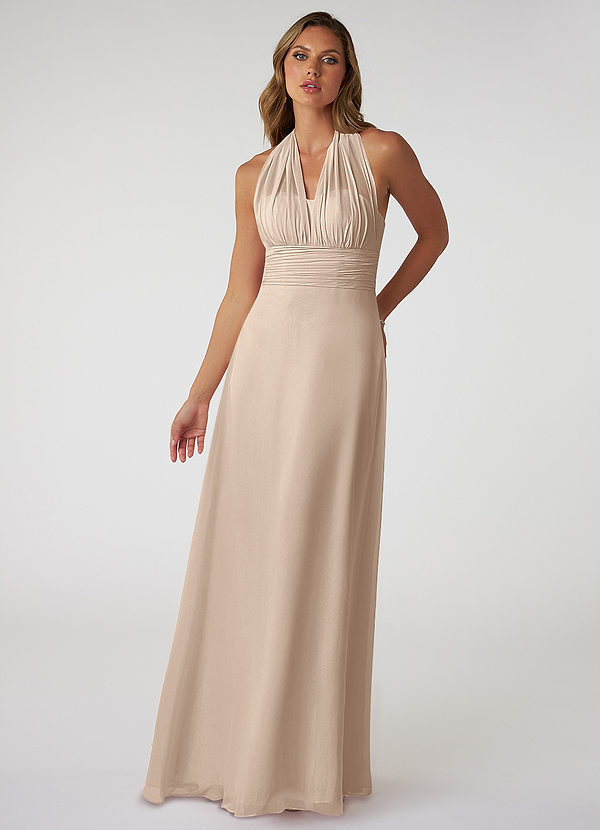 Azazie Fifi Bridesmaid Dresses Taupe A-Line Strapless Chiffon Convertible Dress image1