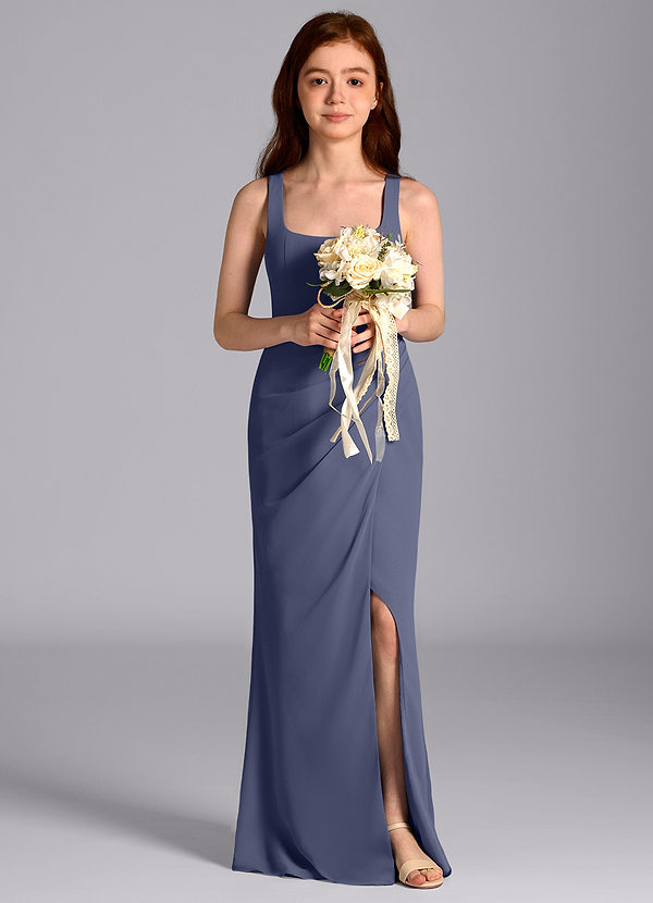 Azazie Mero Junior Meerjungfrau-Linie Plissee Chiffon Kleid Sturm image1