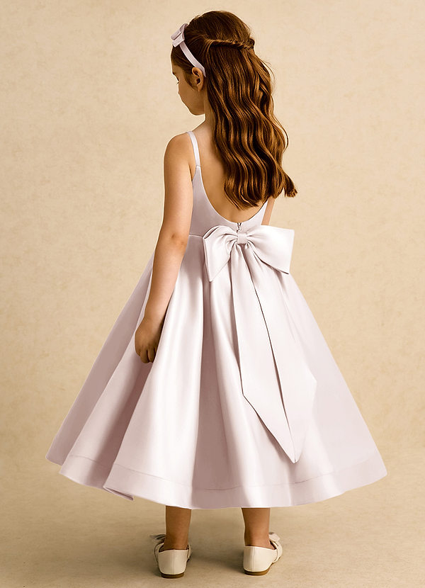 Azazie Babs Flower Girl Dresses Rose Petal Ball-Gown Pleated Matte Satin Dress image1