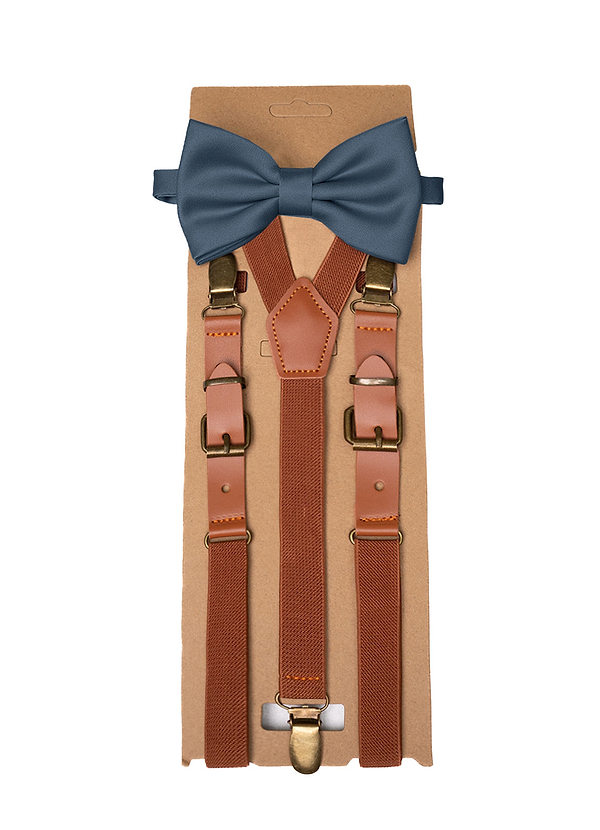front Matching Matte Satin Pre-Tied Bow Tie & Suspenders Set