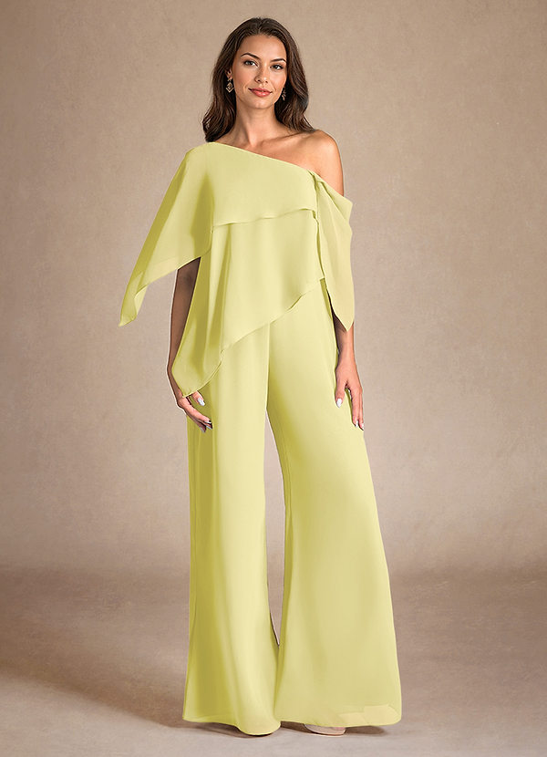 Azazie Halima Abiti da Mamma Sposa Abito Tuta Pantaloni in Chiffon Spacco Laterale Sorbetto Al Limone image1