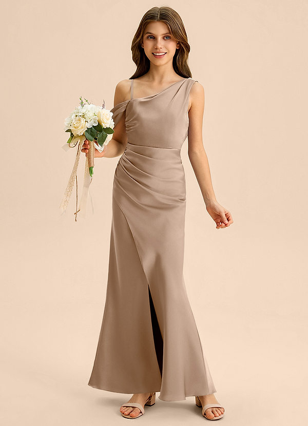 Azazie Madelyn Junior Klä av Tubklänning i Stretch Satin Av axeln image1