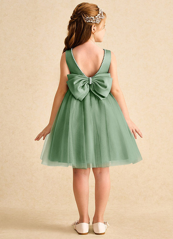 Azazie Jani Flower Girl Dresses Vestir Matchá de Tule de Linha A com Arco image1