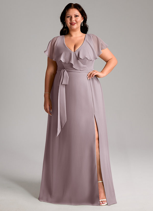 Azazie Lainey Bridesmaid Dresses Dusk A-Line with Pockets Chiffon Dress image1