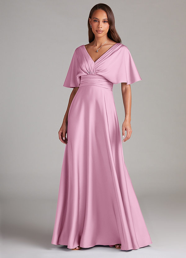 Azazie Pamela Brudtärneklänningar Klä av A-Linje i Stretch Satin Plisserad Godisrosa image1
