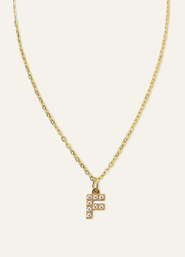 front 14K Gold Plated Letter Charm Necklace
