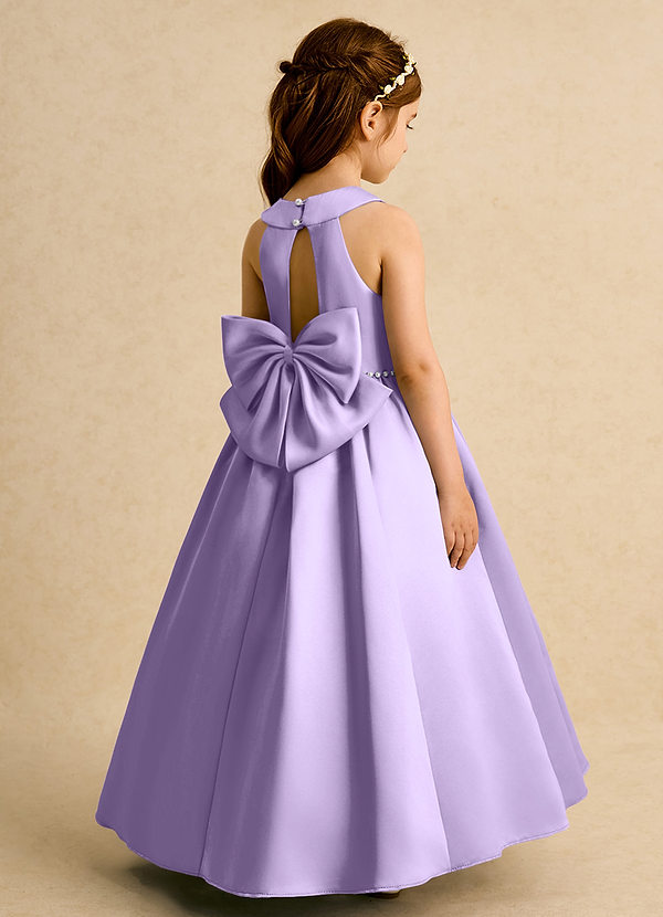 Azazie Daisies Flower Girl Dresses Lilac Ball-Gown Bow Matte Satin Dress image1