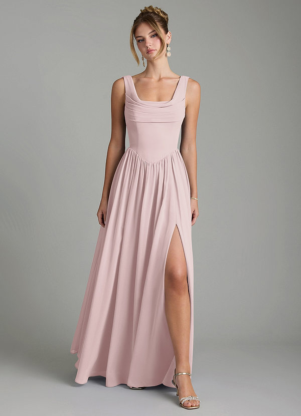 Novi Bridesmaid Dresses Blushing Pink A-Line Pleated Chiffon Dress image1
