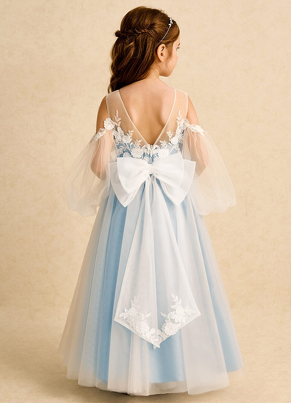 Azazie Zimi Vestidos de Niña de Flores Vestido de Azul Cielo de Tul de Princesa con Escote de Corazón image1