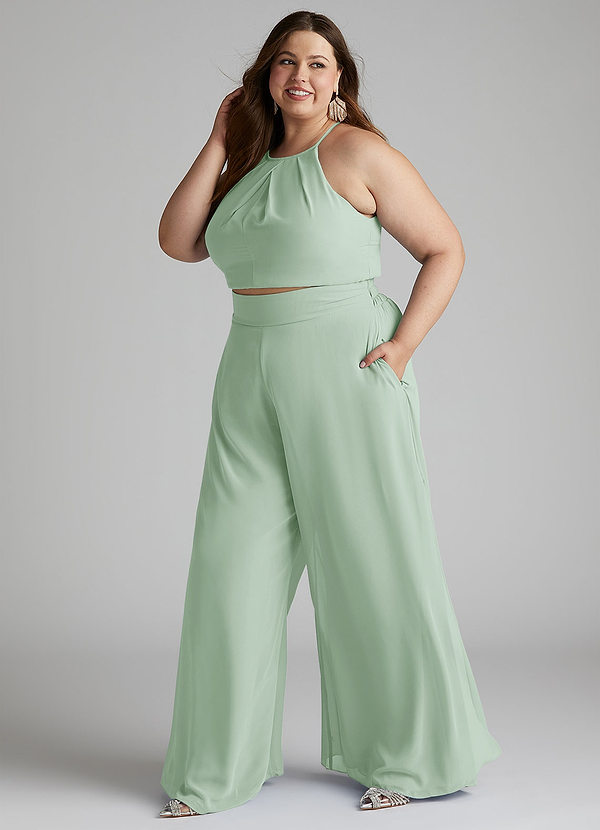 Azazie Kenzi Brudtärneklänningar Jumpsuit av i Chiffong Plisserad image1