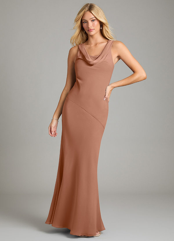 Azazie Rylina Bridesmaid Dresses Bronzer Mermaid Pleated Chiffon Dress image1