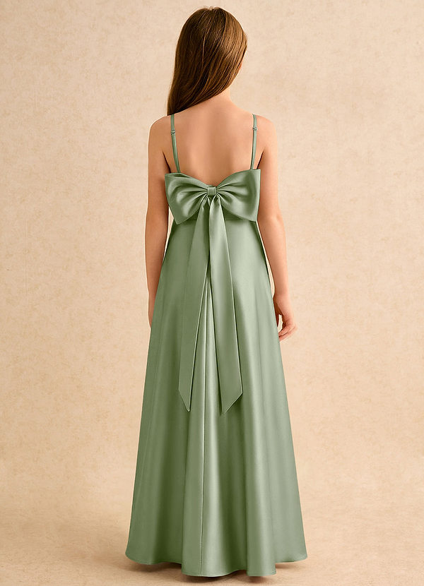 Azazie Joella Girls Formal Klänningar för brudeflicka Klä A-Line i Stretch Satin Plisserad image1