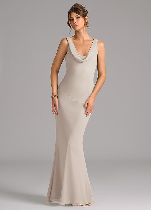 Azazie Rylina Bridesmaid Dresses Frost Mermaid Pleated Chiffon Dress image1