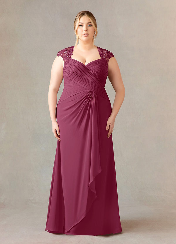 Azazie Birdie Mother of the Brides Dresses Mulberry A-Line Queen Anne Sequins Chiffon Dress image1