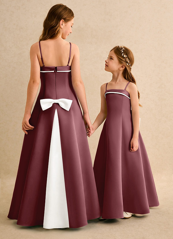 Azazie Izel Girls Formal Blommflicksklänningar Klä A-Line i Matt satäng Plisserad image1