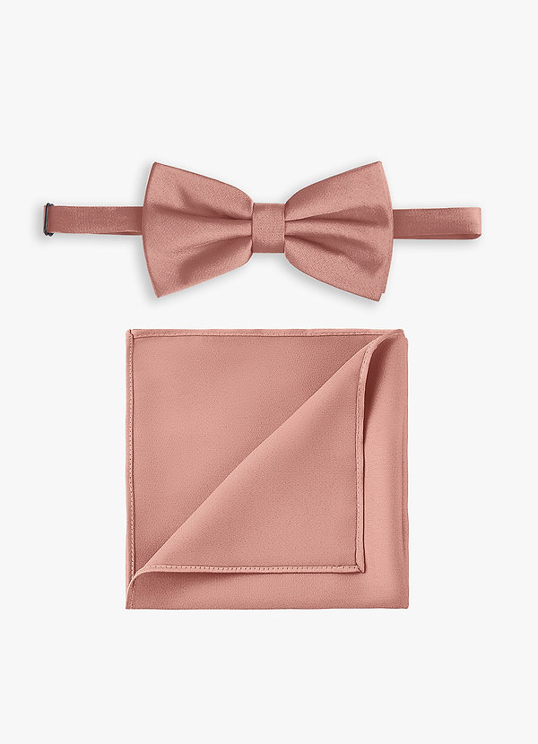 front Conjunto de pajarita y pañuelo de bolsillo de satén elástico