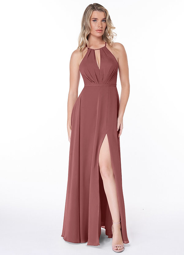 Azazie Evalleen Brautjungfernkleider A-Linie Plissee Chiffon Kleid Amethyst image1