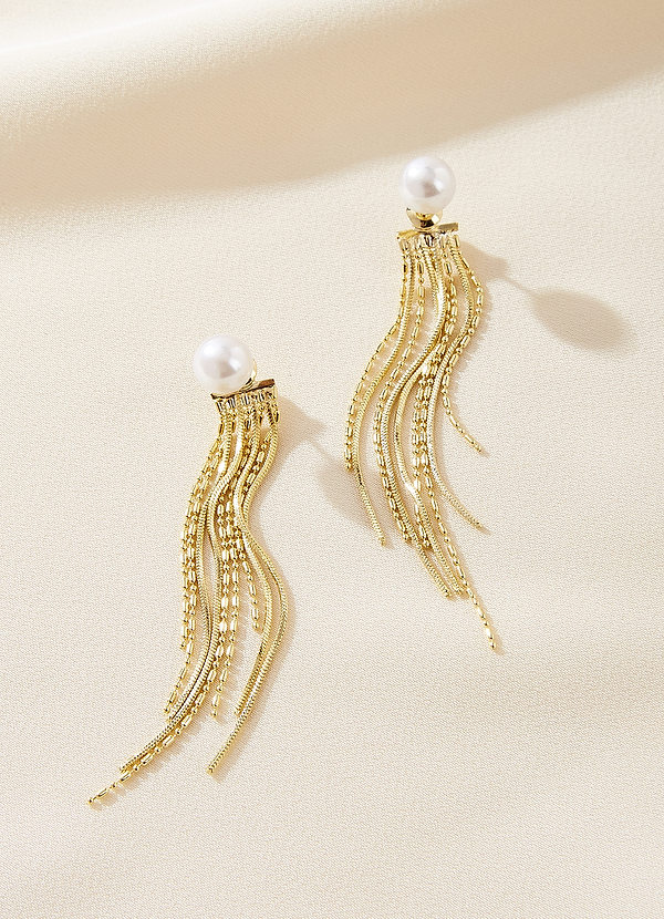 front Pendientes de borlas y perlas brillantes