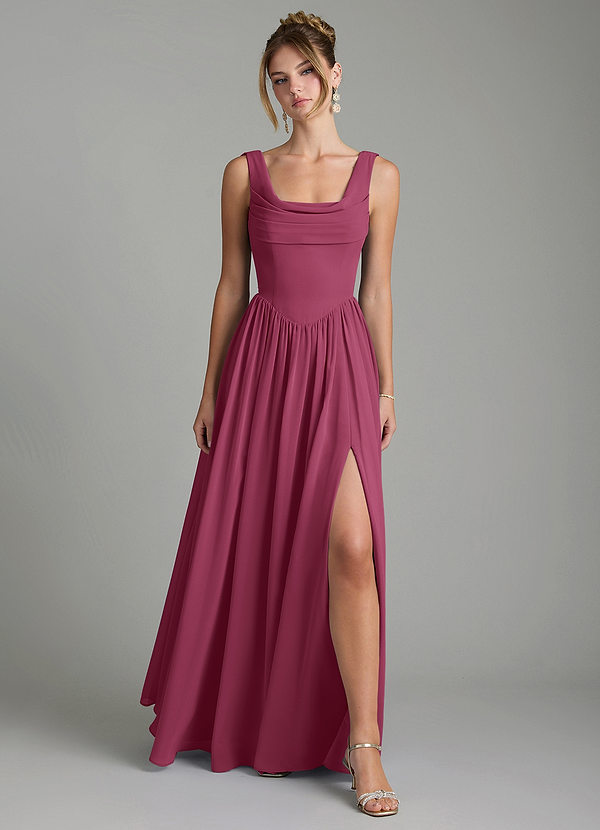 Azazie Novi Bridesmaid Dresses Mulberry A-Line Pleated Chiffon Dress image1